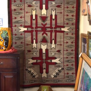 J B MOORE Antique Navajo Crystal Blanket 48x78 1920s $2950