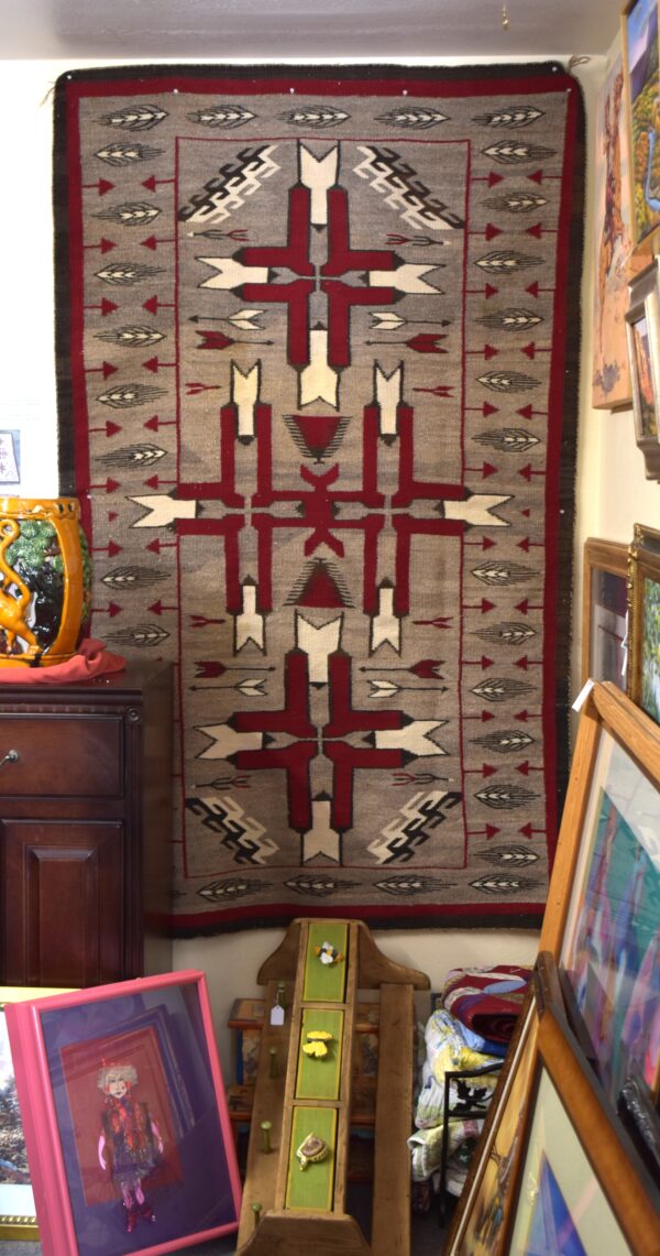 J B MOORE Antique Navajo Crystal Blanket 48x78 1920s $2950